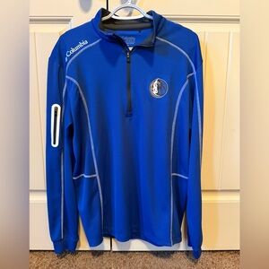 COLUMBIA DALLAS MAVERICKS MENS BLUE SHOTGUN LONG SLEEVE QTR ZIP PULLOVER